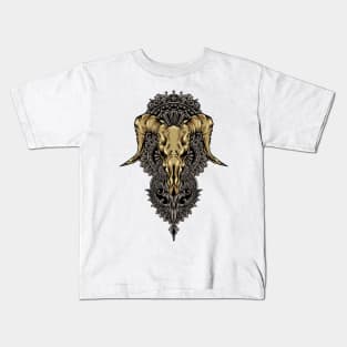 goat skull with mandalas Kids T-Shirt